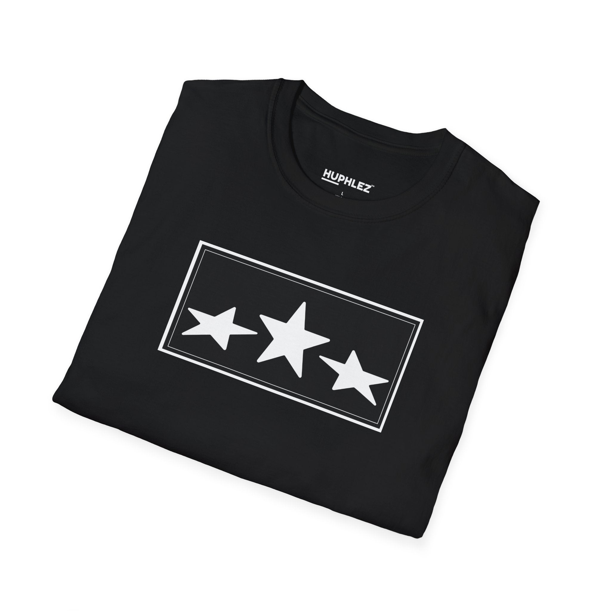 Three Star Rectangle Graphic T-Shirt — Minimalist Military-Inspired Casual Tee
