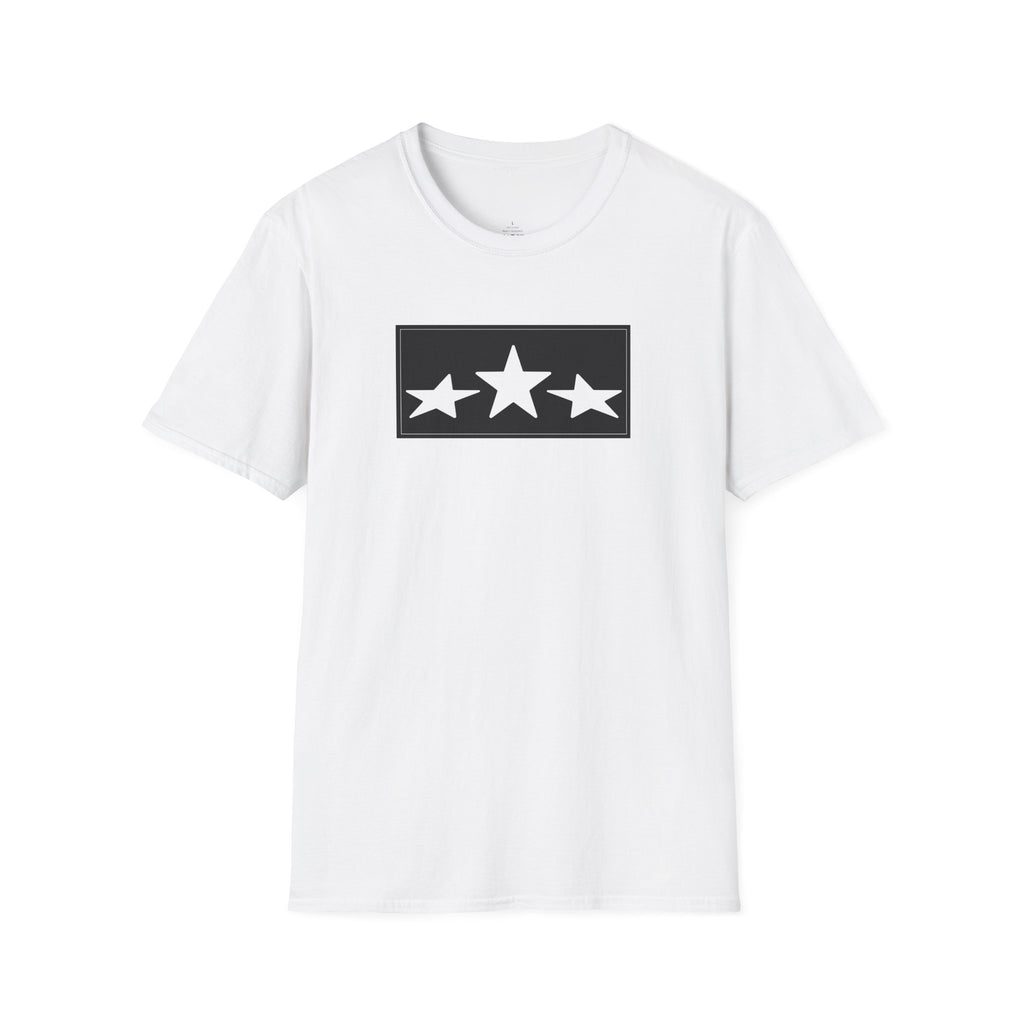 Three Star Rectangle Graphic T-Shirt — Minimalist Military-Inspired Casual Tee