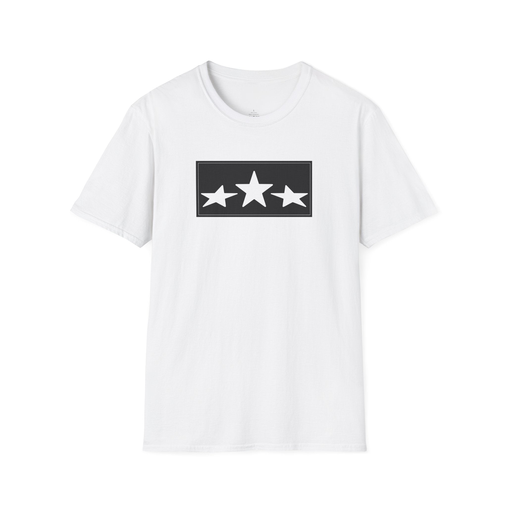 Three Star Rectangle Graphic T-Shirt — Minimalist Military-Inspired Casual Tee