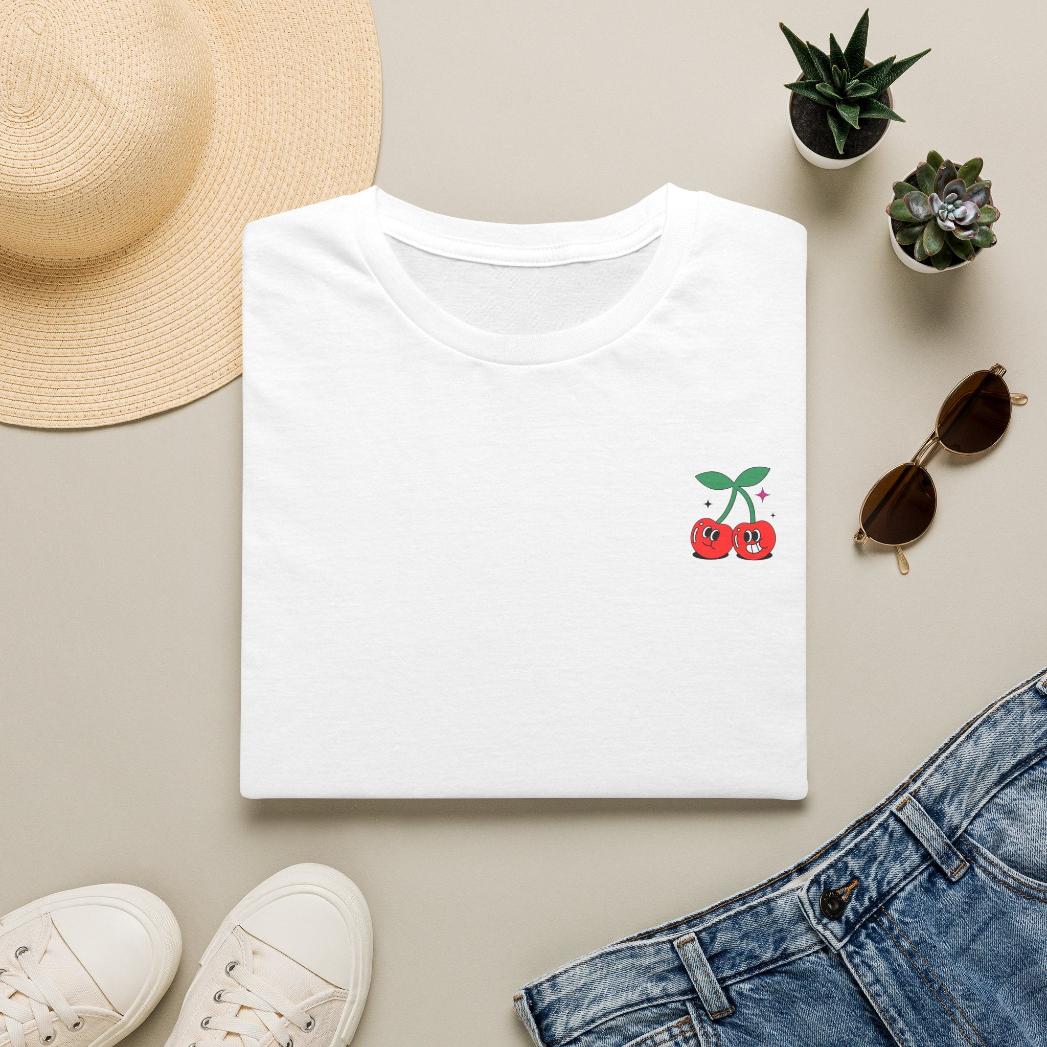 Cherry Pocket Tee — Minimal Cherry Graphic T-Shirt