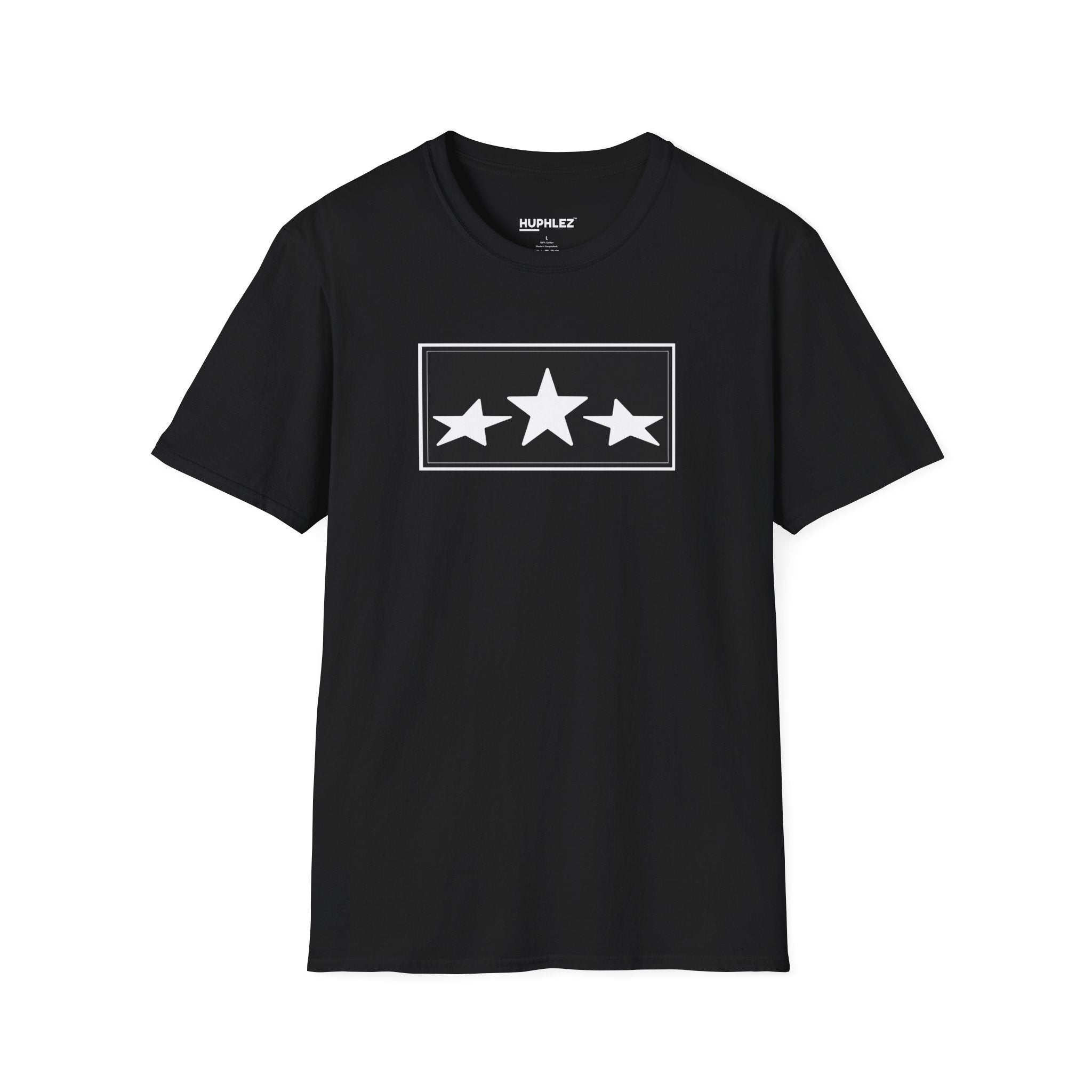 Three Star Rectangle Graphic T-Shirt — Minimalist Military-Inspired Casual Tee