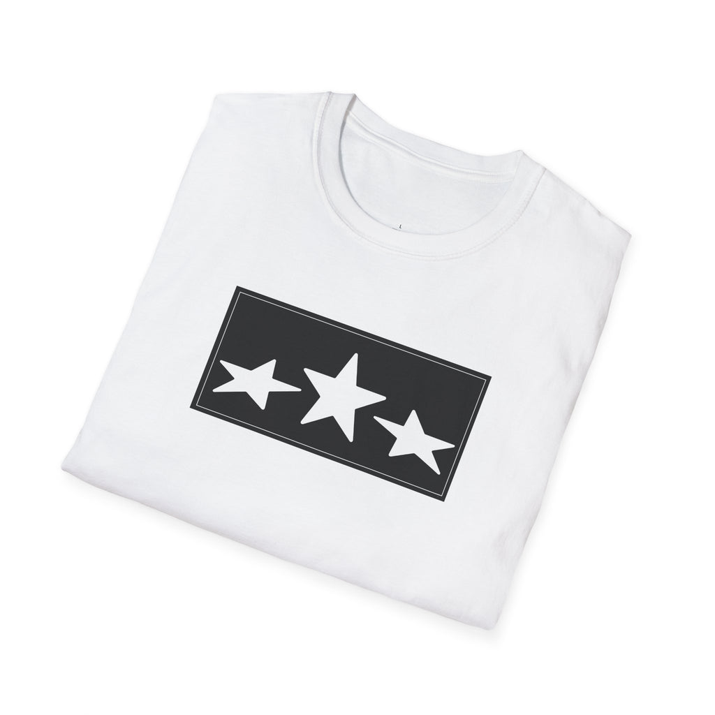 Three Star Rectangle Graphic T-Shirt — Minimalist Military-Inspired Casual Tee
