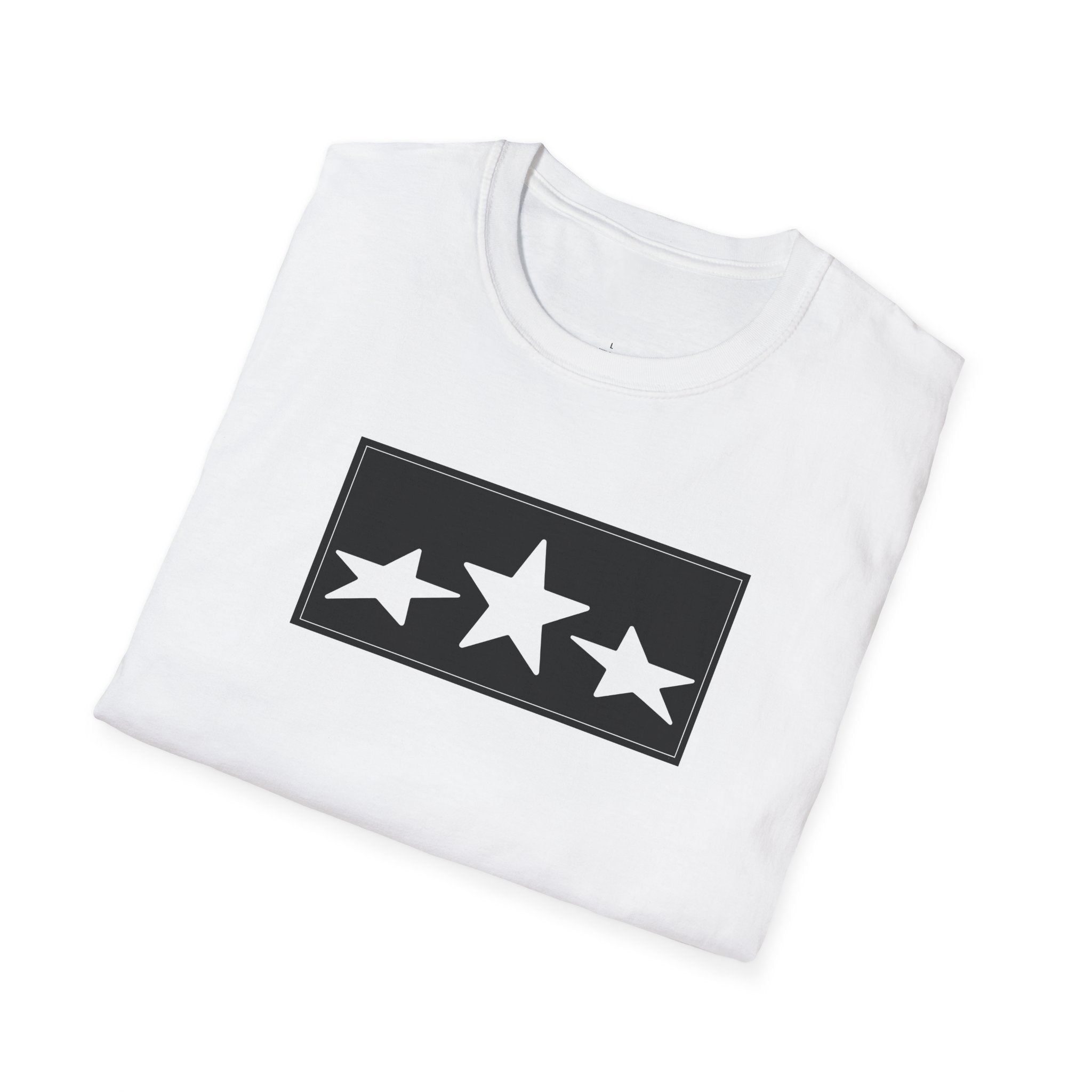 Three Star Rectangle Graphic T-Shirt — Minimalist Military-Inspired Casual Tee